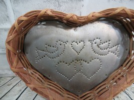 Splint Oak Heart Basket North Carolina Tin Punch birds hearts primitive ... - £15.79 GBP