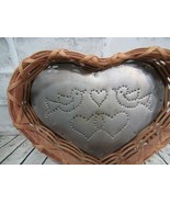 Splint Oak Heart Basket North Carolina Tin Punch birds hearts primitive ... - £15.49 GBP