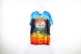 Retro Led Zeppelin Mens L Rainbow Tie Dye Spell Out USA Tour 1975 T-Shirt Cotton - £23.77 GBP