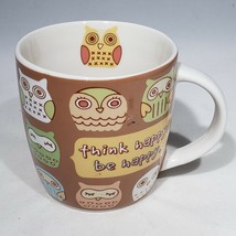 Owl Mug Think Happy Be Happy Hallmark Open Road Brands 12 oz - £10.18 GBP