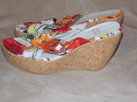 Stuart Weitzman Multi-Color FLORAL Gold Buckle Wedges Platform Women 7M ... - $59.99