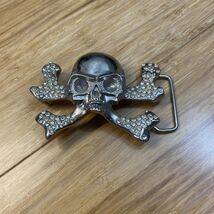 Skeleton Crossbones Pirate Belt Buckle Rhinestones KG JD - $14.85
