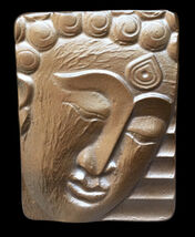 Buddha Face Head Oriental Sculpture Relief wall plaque replica in Bronze... - $14.84