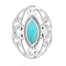 Unique Marquise Cut Green Turquoise Inlay w/ Filigree Sterling Silver Ring - 8 - £15.89 GBP