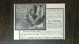 Vintage 1904 Alpha Salad Cream H.J. Blodgett Company Original Ad - 721b - $6.64