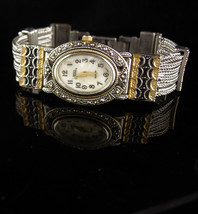 Art Deco Style watch - ladies wristwatch - Boca silver bracelet  mother of pearl - £75.28 GBP