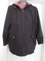 Ralph Lauren RL Jacket Coat Reversible Black Red Plaid Zip Hooded Women&#39;s S - £62.26 GBP