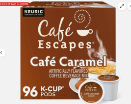 Cafe Escapes Cafe Caramel, Keurig K-Cup Pod, 96 Count - $434.42 MXN