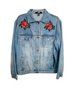 F21 Rose Sequin Blue Denim Jean Jacket Size Medium - £1,937.49 GBP