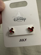 Disney Parks Mickey Mouse Faux Ruby July Birthstone Stud Earrings Gold Color image 6