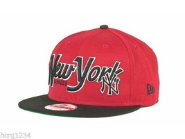 New York Yankees New Era 9Fifty MLB Baseball PIB Strapback Cap Hat BLK/RED - £17.87 GBP