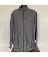 Lacoste Sport Mens 3XLB Grey Cotton Sweater Jacket Full Zip Crocodile Logo - $39.59