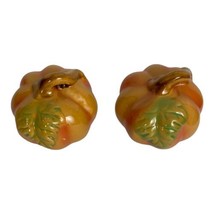 2 Pumpkins Harvest Ceramic Decorative Pumpkins Fall Orange Decor 3&quot; x 3&quot;... - £17.17 GBP