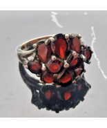 VINTAGE 925 STERLING SILVER BOHEMIAN GARNET CLUSTER  COCTAIL RING SIZE 6 - $38.61