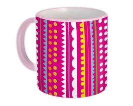 Stripes Polka Dots : Gift Mug Pink Cute Colorful Decor Home - £12.43 GBP