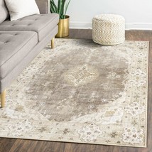 Mujoo Area Rugs 5&#39;X7&#39;Beige,Boho Rug For Bedroom Living Room Dining Room,, Floral - £95.96 GBP