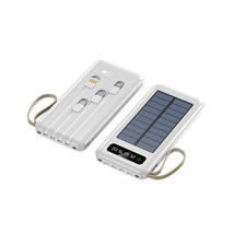 Powerbank 4 in 1 with Solar Panel for USB, i0s, Type C, and Micro USB White - £28.09 GBP