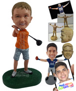 Personalized Bobblehead Young kid having a blast playing golf wearing sh... - £74.64 GBP