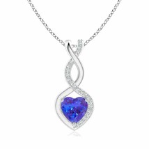 Authenticity Guarantee 
Tanzanite Infinity Heart Pendant with Diamonds in 14K... - £640.42 GBP