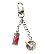 Handmade VODKA BOTTLE &amp; CIGARETTE KEYRING double MINIATURE fags GIFT BOX... - $15.36