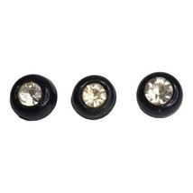 Lot 3 Buttons Vintage Black with Rhinestone or Glass Center 14 mm Diamet... - $6.76