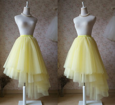 YELLOW Puffy Tiered Maxi Tulle Skirt Outfit Women Plus Size Tulle Skirt image 2