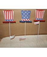 4th Of July Flag Picks 12&quot; Long 3 each Ashland Material Red White &amp; Blue... - £5.92 GBP