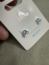 Disney Parks Mickey Mouse Aquamarine March Faux Birthstone Earrings Silver Color image 5