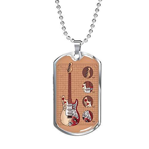 Express Your Love Gifts Guitar Monterey Stratocaster Necklace Engraved Stainless