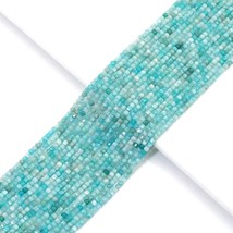 Genuine Amazonite Faceted Cube Beads, 2.5mm, Sku#U1553 - £7.14 GBP