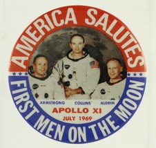 Vintage Pinback Button July 1969 APOLLO XI America Salutes First Men On ... - £14.53 GBP