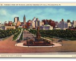 Parkway Street View From Art Museum Philadelphia PA UNP Linen Postcard S25 - £2.33 GBP