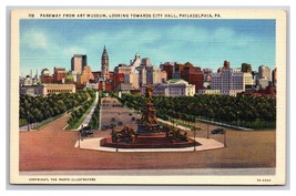 Parkway Street View From Art Museum Philadelphia PA UNP Linen Postcard S25 - £2.28 GBP