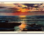 Sunset Scene On Lake Huron Michigan MI UNP Linen Postcard Y13 - £3.06 GBP