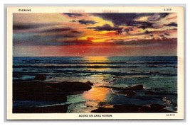 Sunset Scene On Lake Huron Michigan MI UNP Linen Postcard Y13 - £3.05 GBP
