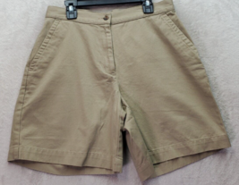 L.L. Bean Bermuda Shorts Womens Size 8 khaki Cotton Flat Front High Rise Pockets - £15.94 GBP