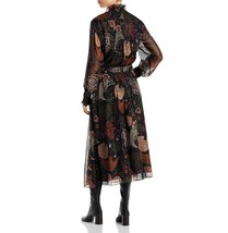 Lafayette 148 New York Women&#39;s Ruffled Collar Midi Dress Black Metallic S B4HP - £640.99 GBP