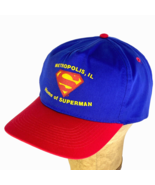 Vtg Metropolis, IL Home of Superman Blue Red Souvenir Hat Otto Cap Baseball - £7.97 GBP