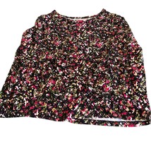 Simply Emma Women Top Plus Size 2x Black with Pink Green Yellow Abstract... - $25.19