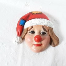 Clown Santa Head Ceramic Small Figurine Holiday Christmas - $19.80