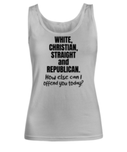 Funny TankTop White Christian Straight and Republican Ash-W-TT  - £15.68 GBP