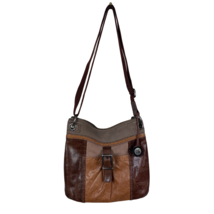 THE SAK Crossbody Bag Brown Leather Suede Adjustable Strap Buckle Pockets Zip Up - £24.34 GBP