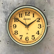 Green Seiko Retro Vintage Industrial Antique Steel Quartz Wall Clock - £156.10 GBP