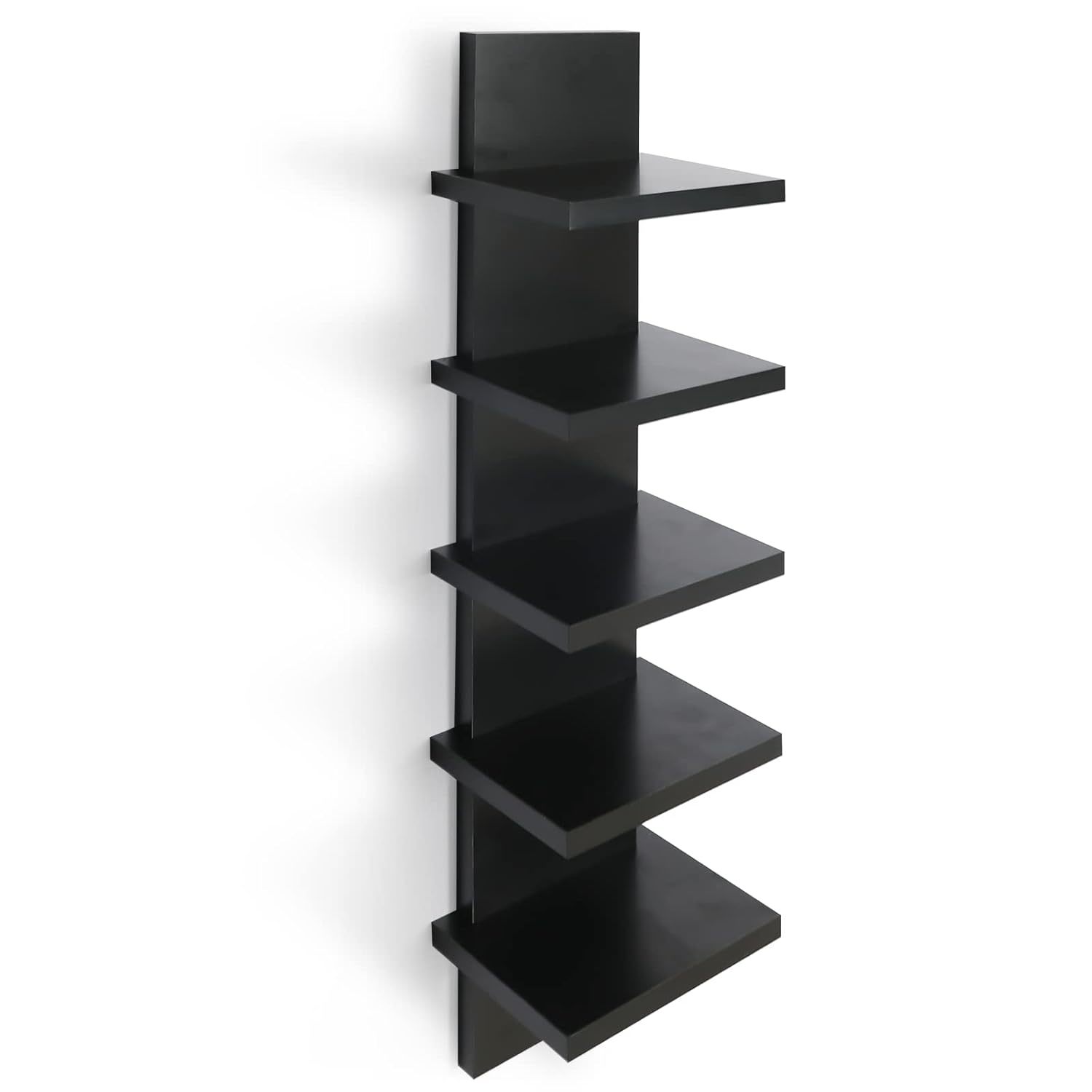 5 Tier Wall Shelves Black, Vertical Column Shelf Floating Storage Home Decor Org