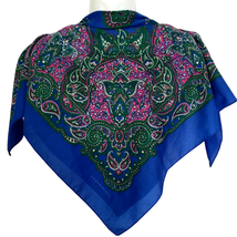 Laura Borghese Italy Designer Colorful Paisley Square Scarf Blue Green P... - £19.94 GBP