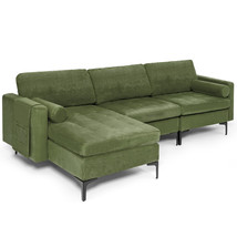 Modular L-shaped Sectional Sofa Couch w/ 2 USB Ports for Living Room Army Green - £1,449.81 GBP