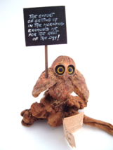 Vintage owl figurine Originals By Elfi Wood Carving on driftwood Woodlan... - $39.49