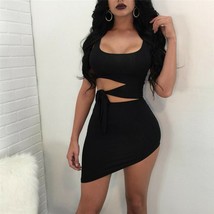 2019 women dress sexy hollow out high waist package hip evening party lace up cut off thumb200