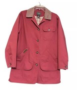 L L Bean Womens Plaid Lined Barn Jacket Coat Sz M Corduroy Collar Farmhouse - $58.41