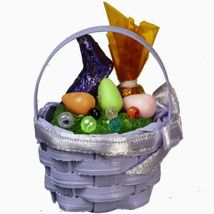 Filled Easter Basket Lavender B0323 Town Square DOLLHOUSE Miniature - $5.18